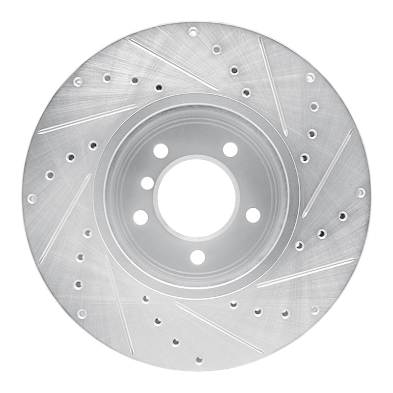 BMW 530XI Brake Rotor (1) - Front Left - R1 Concepts - Drilled & Slotted - Silver - `04-`10